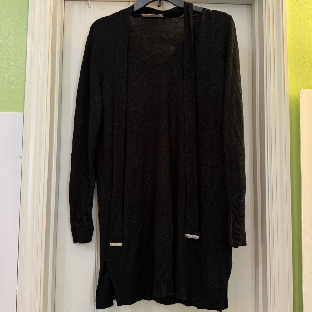 MICHAEL Michael Kors Long Sleeve Black Metallic Top